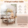 image:imageGiantex Rattan Coffee Table 415 Farmhouse Center Table with Storage amp Frosted Tempered Glass Wood Boho Accent Cocktail Tea Table Modern Living Room Table for Small Spaces WalnutBrown