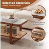 image:imageGiantex Rattan Coffee Table 415 Farmhouse Center Table with Storage amp Frosted Tempered Glass Wood Boho Accent Cocktail Tea Table Modern Living Room Table for Small Spaces WalnutWalnut
