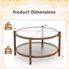 image:imageGiantex Rattan Coffee Table 415 Farmhouse Center Table with Storage amp Frosted Tempered Glass Wood Boho Accent Cocktail Tea Table Modern Living Room Table for Small Spaces WalnutBrown