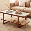 image:imageGiantex Rattan Coffee Table 415 Farmhouse Center Table with Storage amp Frosted Tempered Glass Wood Boho Accent Cocktail Tea Table Modern Living Room Table for Small Spaces WalnutWalnut