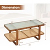 image:imageGiantex Rattan Coffee Table 415 Farmhouse Center Table with Storage amp Frosted Tempered Glass Wood Boho Accent Cocktail Tea Table Modern Living Room Table for Small Spaces WalnutWalnut