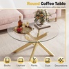 image:imageGiantex Round Glass Coffee Table 315 Modern Center Table with Tempered Glass Top amp Geometric Metal Frame Clear Accent Cocktail Table Small Coffee Table for Living Room Small Spaces SilverGold