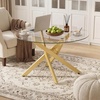image:imageGiantex Round Glass Coffee Table 315 Modern Center Table with Tempered Glass Top amp Geometric Metal Frame Clear Accent Cocktail Table Small Coffee Table for Living Room Small Spaces SilverGold