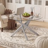 image:imageGiantex Round Glass Coffee Table 315 Modern Center Table with Tempered Glass Top amp Geometric Metal Frame Clear Accent Cocktail Table Small Coffee Table for Living Room Small Spaces SilverSilver