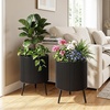 image:imageGiantex Set of 2 Flower Pots with Stand 14 amp 12 Metal Plant Stand with Drainage Holes Modern Fluted Plant Holder Indoor Outdoor Planter Pot for Hallway Living Room Garden PatioLarge
