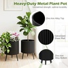 image:imageGiantex Set of 2 Flower Pots with Stand 14 amp 12 Metal Plant Stand with Drainage Holes Modern Fluted Plant Holder Indoor Outdoor Planter Pot for Hallway Living Room Garden PatioLarge