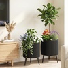 image:imageGiantex Set of 2 Flower Pots with Stand 14 amp 12 Metal Plant Stand with Drainage Holes Modern Fluted Plant Holder Indoor Outdoor Planter Pot for Hallway Living Room Garden PatioLarge
