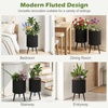 image:imageGiantex Set of 2 Flower Pots with Stand 14 amp 12 Metal Plant Stand with Drainage Holes Modern Fluted Plant Holder Indoor Outdoor Planter Pot for Hallway Living Room Garden PatioSmall