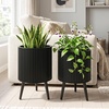 image:imageGiantex Set of 2 Flower Pots with Stand 14 amp 12 Metal Plant Stand with Drainage Holes Modern Fluted Plant Holder Indoor Outdoor Planter Pot for Hallway Living Room Garden PatioMedium