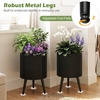 image:imageGiantex Set of 2 Flower Pots with Stand 14 amp 12 Metal Plant Stand with Drainage Holes Modern Fluted Plant Holder Indoor Outdoor Planter Pot for Hallway Living Room Garden PatioSmall