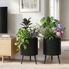 image:imageGiantex Set of 2 Flower Pots with Stand 14 amp 12 Metal Plant Stand with Drainage Holes Modern Fluted Plant Holder Indoor Outdoor Planter Pot for Hallway Living Room Garden PatioMedium