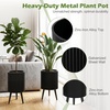 image:imageGiantex Set of 2 Flower Pots with Stand 14 amp 12 Metal Plant Stand with Drainage Holes Modern Fluted Plant Holder Indoor Outdoor Planter Pot for Hallway Living Room Garden PatioSmall