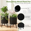 image:imageGiantex Set of 2 Flower Pots with Stand 14 amp 12 Metal Plant Stand with Drainage Holes Modern Fluted Plant Holder Indoor Outdoor Planter Pot for Hallway Living Room Garden PatioMedium