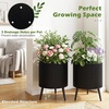 image:imageGiantex Set of 2 Flower Pots with Stand 14 amp 12 Metal Plant Stand with Drainage Holes Modern Fluted Plant Holder Indoor Outdoor Planter Pot for Hallway Living Room Garden PatioLarge