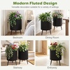 image:imageGiantex Set of 2 Flower Pots with Stand 14 amp 12 Metal Plant Stand with Drainage Holes Modern Fluted Plant Holder Indoor Outdoor Planter Pot for Hallway Living Room Garden PatioLarge
