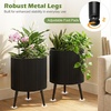 image:imageGiantex Set of 2 Flower Pots with Stand 14 amp 12 Metal Plant Stand with Drainage Holes Modern Fluted Plant Holder Indoor Outdoor Planter Pot for Hallway Living Room Garden PatioLarge
