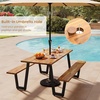 image:imageGiantex Single Picnic Table Bench Set Acacia Wood Outdoor Dining Table Set Heavy Duty Metal Frame Rectangular Tabletop for Porch Patio Lawn Garden 275x32x29571x30x30