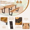 image:imageGiantex Single Picnic Table Bench Set Acacia Wood Outdoor Dining Table Set Heavy Duty Metal Frame Rectangular Tabletop for Porch Patio Lawn Garden 275x32x29571x30x30
