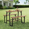 image:imageGiantex Single Picnic Table Bench Set Acacia Wood Outdoor Dining Table Set Heavy Duty Metal Frame Rectangular Tabletop for Porch Patio Lawn Garden 275x32x29554495395