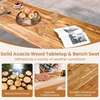 image:imageGiantex Single Picnic Table Bench Set Acacia Wood Outdoor Dining Table Set Heavy Duty Metal Frame Rectangular Tabletop for Porch Patio Lawn Garden 275x32x29571x30x30
