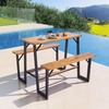 image:imageGiantex Single Picnic Table Bench Set Acacia Wood Outdoor Dining Table Set Heavy Duty Metal Frame Rectangular Tabletop for Porch Patio Lawn Garden 275x32x29554495395