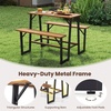 image:imageGiantex Single Picnic Table Bench Set Acacia Wood Outdoor Dining Table Set Heavy Duty Metal Frame Rectangular Tabletop for Porch Patio Lawn Garden 275x32x29554495395