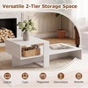 image:imageGiantex Small Coffee Table with Storage 315 Wood Unique Center Table with 2Tier Shelf Low Accent Cocktail Tea Table Mid Century Modern Coffee Table for Living Room Small SpacesWhite