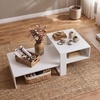 image:imageGiantex Small Coffee Table with Storage 315 Wood Unique Center Table with 2Tier Shelf Low Accent Cocktail Tea Table Mid Century Modern Coffee Table for Living Room Small SpacesWhite