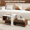 image:imageGiantex Small Coffee Table with Storage 315 Wood Unique Center Table with 2Tier Shelf Low Accent Cocktail Tea Table Mid Century Modern Coffee Table for Living Room Small SpacesWhite  Walnut