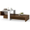 image:imageGiantex Small Coffee Table with Storage 315 Wood Unique Center Table with 2Tier Shelf Low Accent Cocktail Tea Table Mid Century Modern Coffee Table for Living Room Small SpacesWhite  Walnut