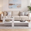 image:imageGiantex Small Coffee Table with Storage 315 Wood Unique Center Table with 2Tier Shelf Low Accent Cocktail Tea Table Mid Century Modern Coffee Table for Living Room Small SpacesWhite