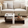 image:imageGiantex Small Coffee Table with Storage 315 Wood Unique Center Table with 2Tier Shelf Low Accent Cocktail Tea Table Mid Century Modern Coffee Table for Living Room Small SpacesWhite  Walnut