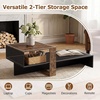 image:imageGiantex Small Coffee Table with Storage 315 Wood Unique Center Table with 2Tier Shelf Low Accent Cocktail Tea Table Mid Century Modern Coffee Table for Living Room Small SpacesBlack