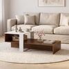 image:imageGiantex Small Coffee Table with Storage 315 Wood Unique Center Table with 2Tier Shelf Low Accent Cocktail Tea Table Mid Century Modern Coffee Table for Living Room Small SpacesWhite  Walnut