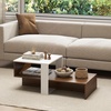 image:imageGiantex Small Coffee Table with Storage 315 Wood Unique Center Table with 2Tier Shelf Low Accent Cocktail Tea Table Mid Century Modern Coffee Table for Living Room Small SpacesWhite  Walnut