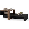 image:imageGiantex Small Coffee Table with Storage 315 Wood Unique Center Table with 2Tier Shelf Low Accent Cocktail Tea Table Mid Century Modern Coffee Table for Living Room Small SpacesBlack