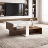 image:imageGiantex Small Coffee Table with Storage 315 Wood Unique Center Table with 2Tier Shelf Low Accent Cocktail Tea Table Mid Century Modern Coffee Table for Living Room Small SpacesWhite  Walnut