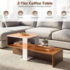 image:imageGiantex Small Coffee Table with Storage 315 Wood Unique Center Table with 2Tier Shelf Low Accent Cocktail Tea Table Mid Century Modern Coffee Table for Living Room Small SpacesWhite  Walnut