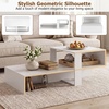 image:imageGiantex Small Coffee Table with Storage 315 Wood Unique Center Table with 2Tier Shelf Low Accent Cocktail Tea Table Mid Century Modern Coffee Table for Living Room Small SpacesWhite