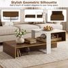 image:imageGiantex Small Coffee Table with Storage 315 Wood Unique Center Table with 2Tier Shelf Low Accent Cocktail Tea Table Mid Century Modern Coffee Table for Living Room Small SpacesWhite  Walnut