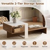 image:imageGiantex Small Coffee Table with Storage 315 Wood Unique Center Table with 2Tier Shelf Low Accent Cocktail Tea Table Mid Century Modern Coffee Table for Living Room Small SpacesWhite  Walnut