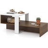 image:imageGiantex Small Coffee Table with Storage 315 Wood Unique Center Table with 2Tier Shelf Low Accent Cocktail Tea Table Mid Century Modern Coffee Table for Living Room Small SpacesWhite  Walnut