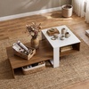 image:imageGiantex Small Coffee Table with Storage 315 Wood Unique Center Table with 2Tier Shelf Low Accent Cocktail Tea Table Mid Century Modern Coffee Table for Living Room Small SpacesWhite  Walnut