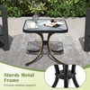 image:imageGiantex Small Outdoor Side Table with Tempered Glass Top HeavyDuty Metal Frame 110 Lbs Capacity Square Patio Table for Balcony Porch Backyard Deck Black1