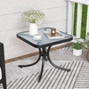 image:imageGiantex Small Outdoor Side Table with Tempered Glass Top HeavyDuty Metal Frame 110 Lbs Capacity Square Patio Table for Balcony Porch Backyard Deck Black2