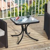 image:imageGiantex Small Outdoor Side Table with Tempered Glass Top HeavyDuty Metal Frame 110 Lbs Capacity Square Patio Table for Balcony Porch Backyard Deck Black1
