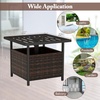 image:imageGiantex Umbrella Table Outdoor Side Table with 2 Umbrella Hole Rattan Umbrella Stand Holder Heavy Duty Metal Frame Patio Bistro Table for Deck Garden Poolside Mix Gray HDPE TabletopMix Brown