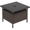 image:imageGiantex Umbrella Table Outdoor Side Table with 2 Umbrella Hole Rattan Umbrella Stand Holder Heavy Duty Metal Frame Patio Bistro Table for Deck Garden Poolside Mix Gray HDPE TabletopMix Brown