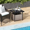 image:imageGiantex Umbrella Table Outdoor Side Table with 2 Umbrella Hole Rattan Umbrella Stand Holder Heavy Duty Metal Frame Patio Bistro Table for Deck Garden Poolside Mix Gray HDPE TabletopLight Gray