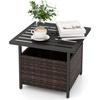 image:imageGiantex Umbrella Table Outdoor Side Table with 2 Umbrella Hole Rattan Umbrella Stand Holder Heavy Duty Metal Frame Patio Bistro Table for Deck Garden Poolside Mix Gray HDPE TabletopMix Brown